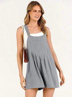 R&B | Jumpsuit-Shorts aus Baumwolle und Leinen mit weitem Bein