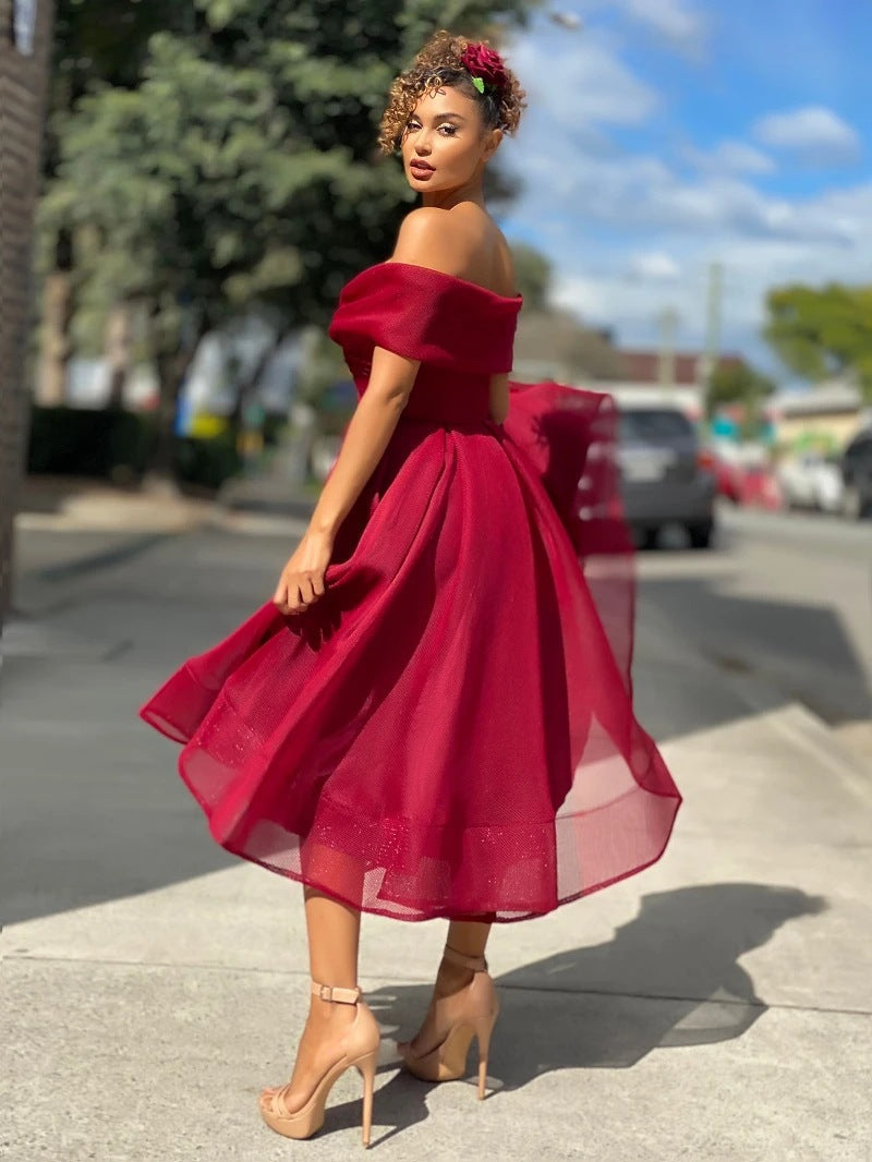 Elegantes Off-Shoulder Brautjungfernkleid