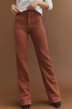 Cordhose Mit Hoher Taille Und Quadratischen Taschen