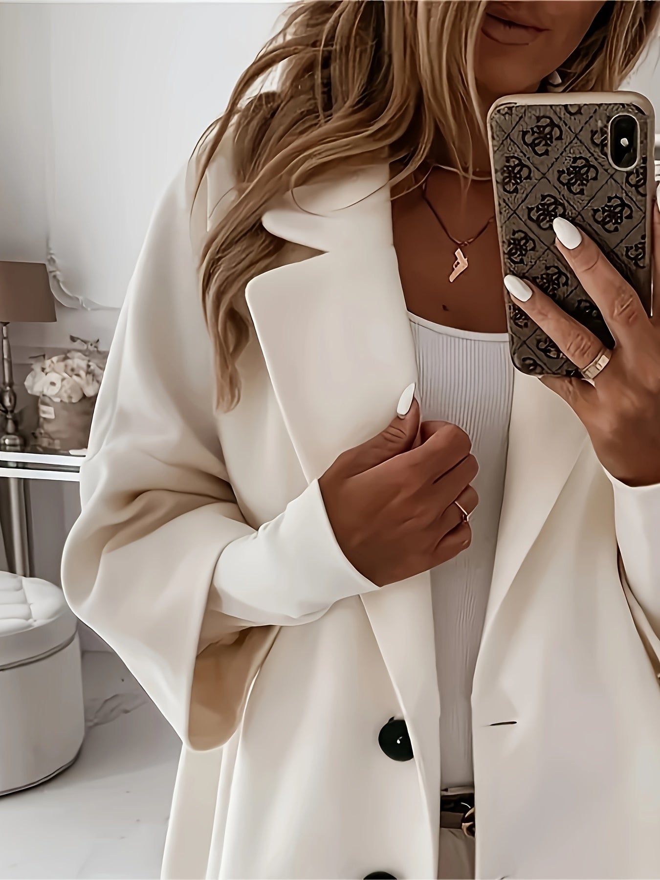 R&B | Eleganter Mantel mit Großen Knöpfen Polyester Klassisch und Schick