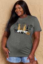 R&B | Simply Love Große Halloween-Themen Grafik Baumwoll-T-Shirt