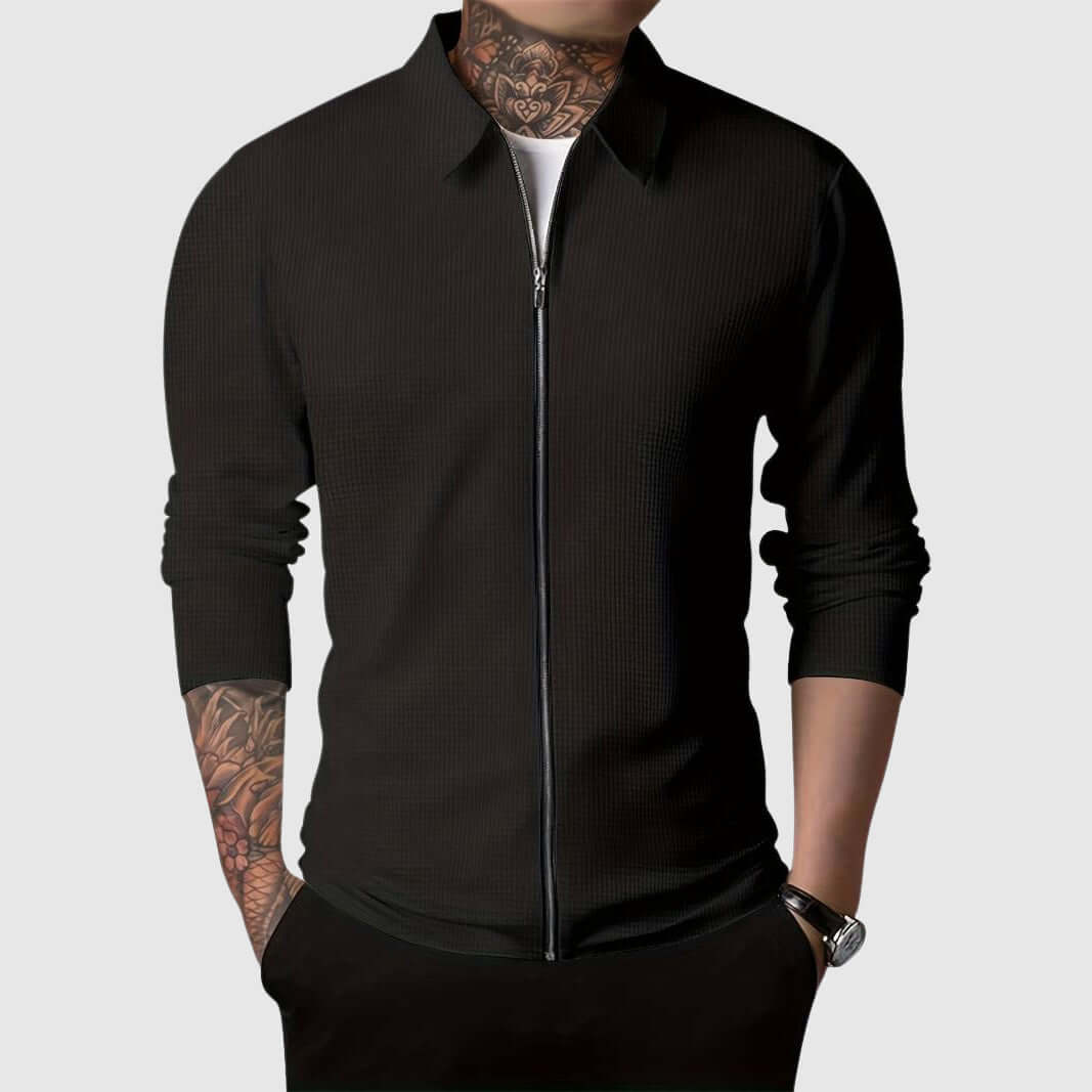R&B | Herren Waffelstrick Zip-Up Jacke