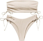 R&B | Split Solid Color Tube Top Bikini