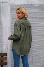 R&B | Zerrissene Rohsaum-Denimjacke