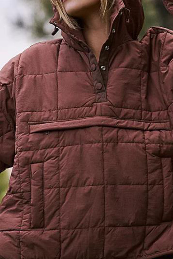 R&B | Farbe Kapuzenjacke Gepolstert Faltbare Gepolsterte Pullover Tasche Langarmjacke