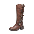 R&B | Frauen Sommer Gürtel Schnalle Chunky Absatz Martin Stiefel