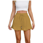 R&B | Shorts aus Baumwolle und Leinen mit Rüschenbesatz und Kordelzug für Damen