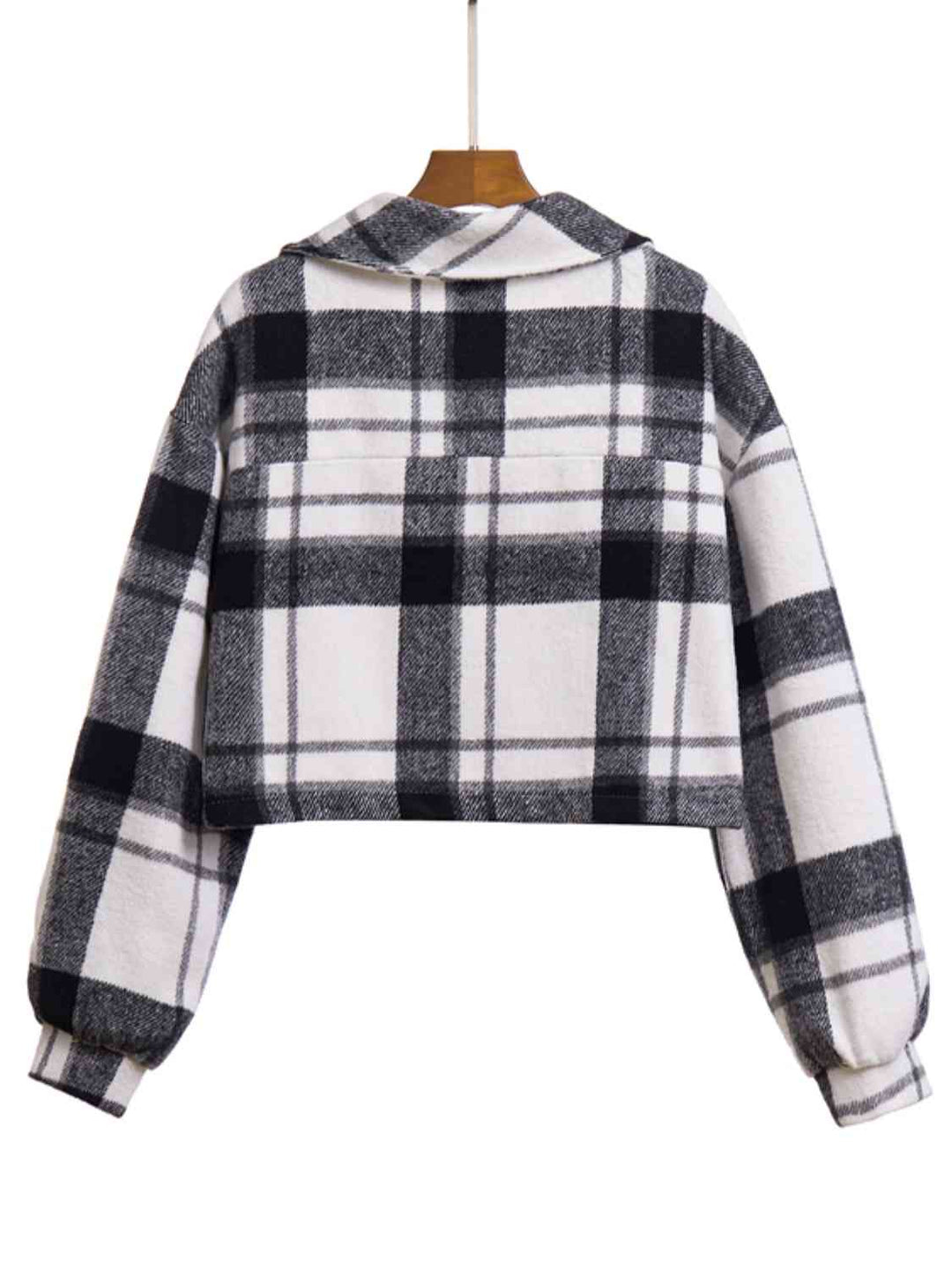 R&B | Karierter Knopf-Front-Jacke mit Taschen