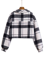 R&B | Karierter Knopf-Front-Jacke mit Taschen