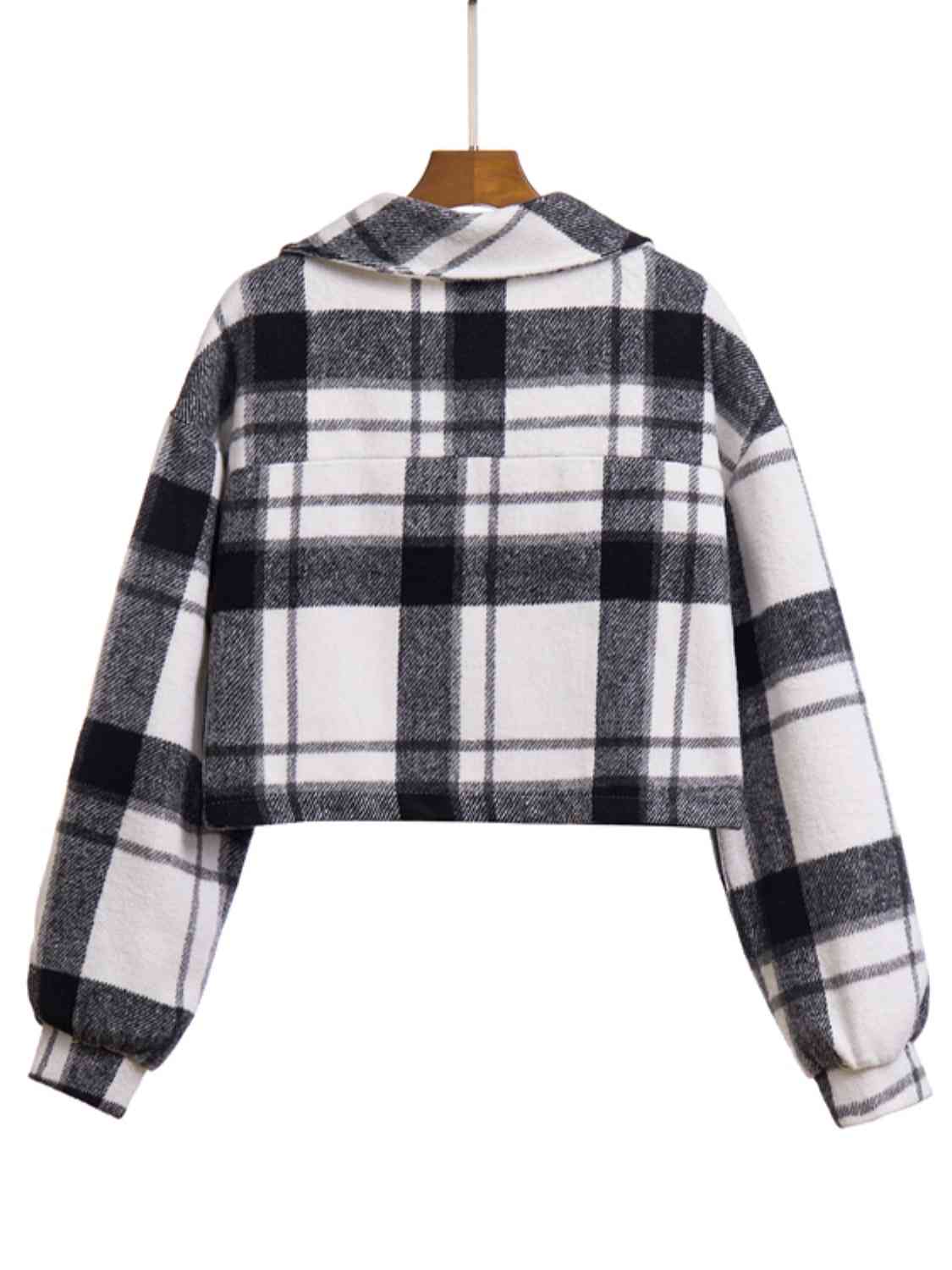 R&B | Karierter Knopf-Front-Jacke mit Taschen