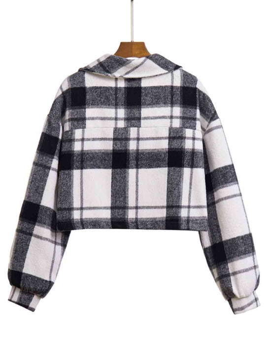 R&B | Karierter Knopf-Front-Jacke mit Taschen