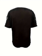 R&B | Unifarbenes Rundhals-T-Shirt Mit Spitze Naht