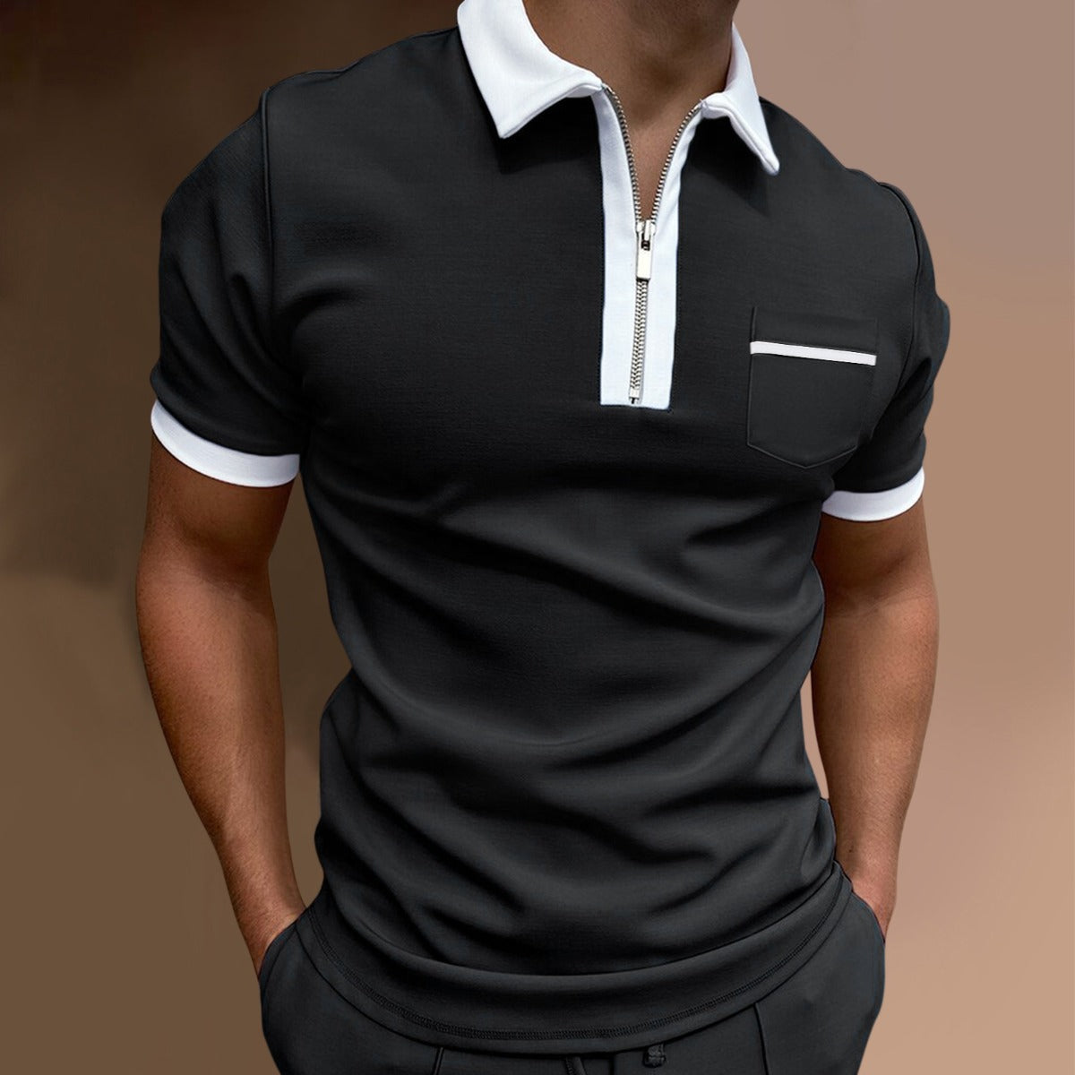 R&B | Schmal geschnittenes Taschen-Poloshirt