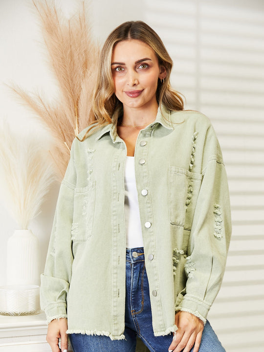 R&B | Zerrissene Rohsaum-Denimjacke