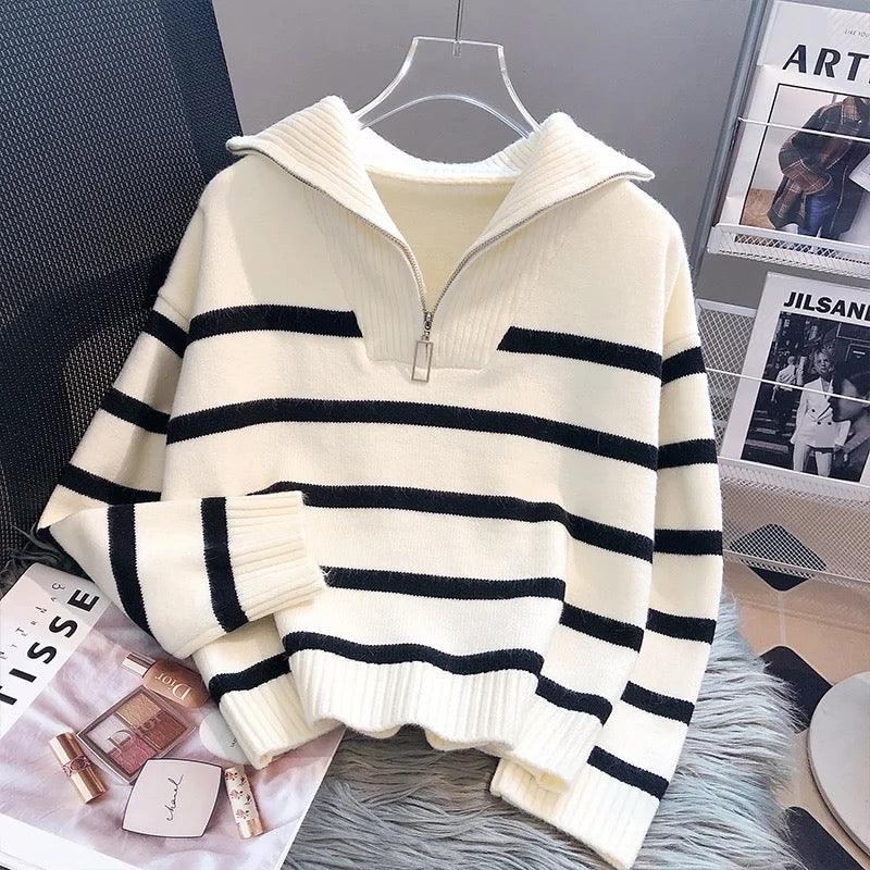 R&B | Gestreifter Statement-Pullover mit Kräftigen Farbfeldern