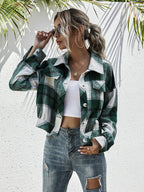 R&B | Karo Gefallen Schulter Shirtjacke