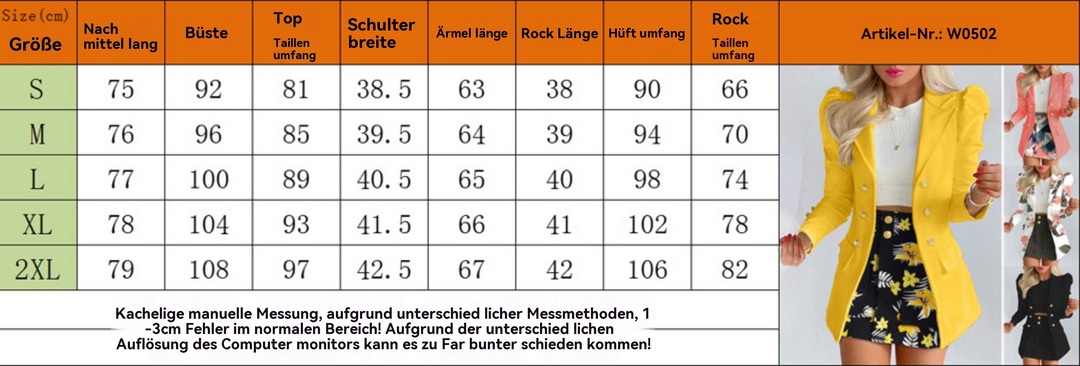 R&B | Zweiteiliges Set mit lässigem Print und langärmeligem Anzugrock