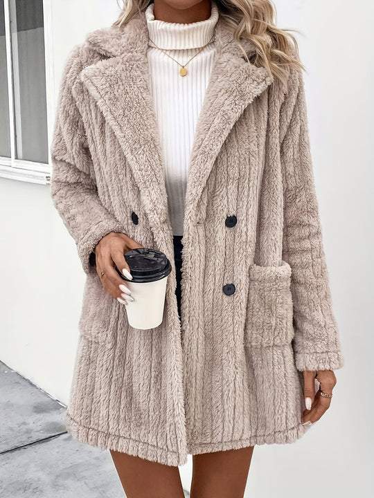 R&B | Doppelknopf-plüschjacke mit Reverskragen Polyester Weich und Warm