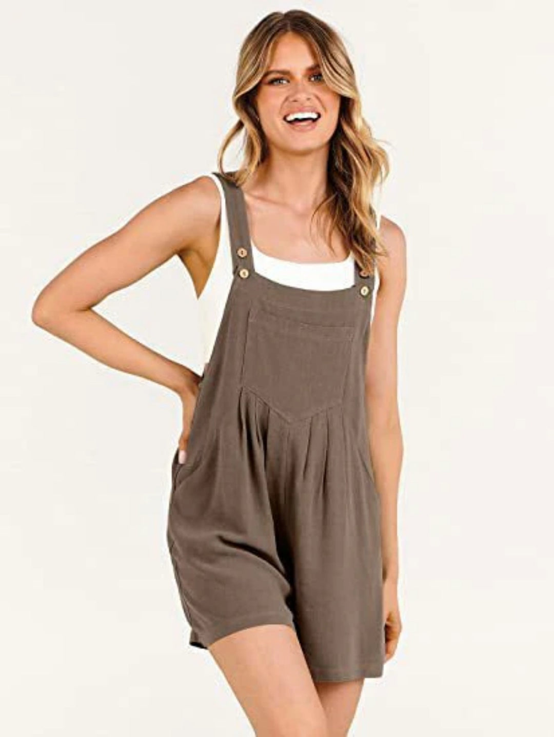 R&B | Jumpsuit-Shorts aus Baumwolle und Leinen mit weitem Bein