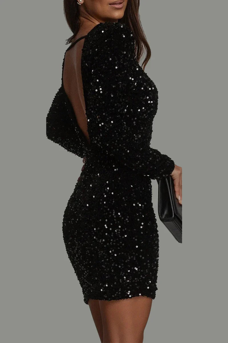 Schickes Winter Party Kleid mit Rückenfreiem Schnitt für Frauen - R&B