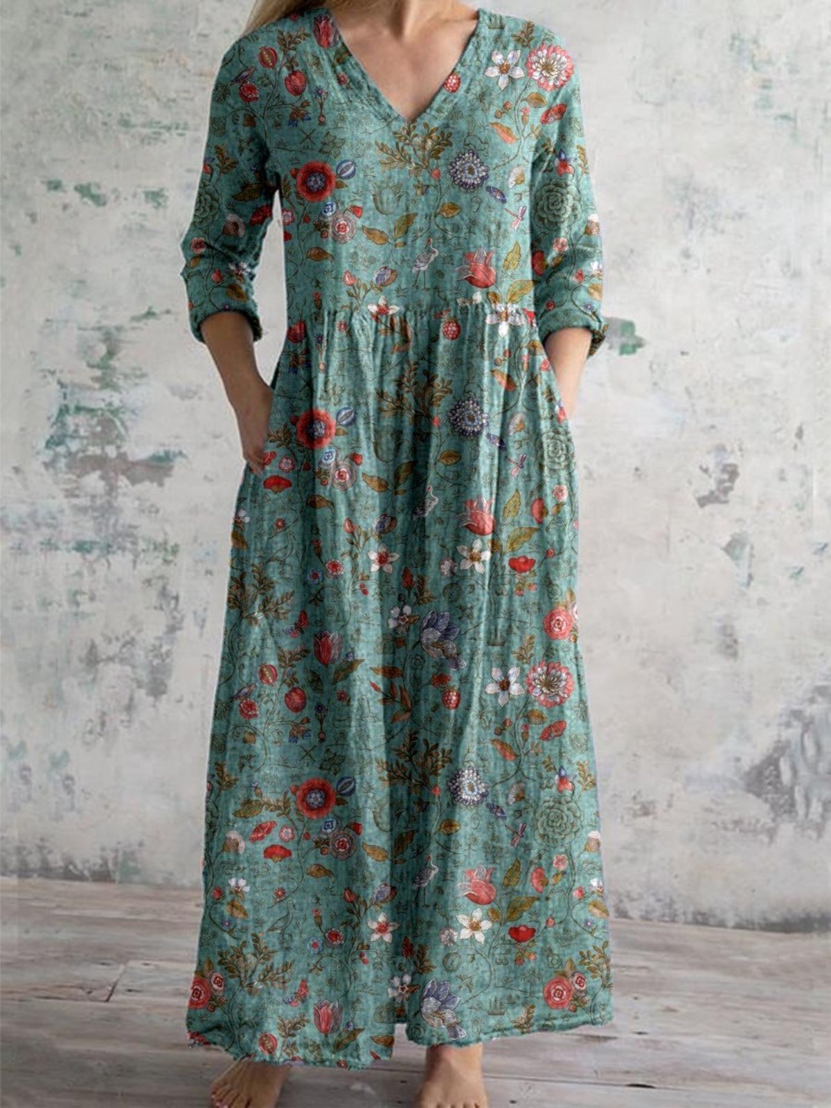 R&B | Bauchbedeckendes Blumenkleid