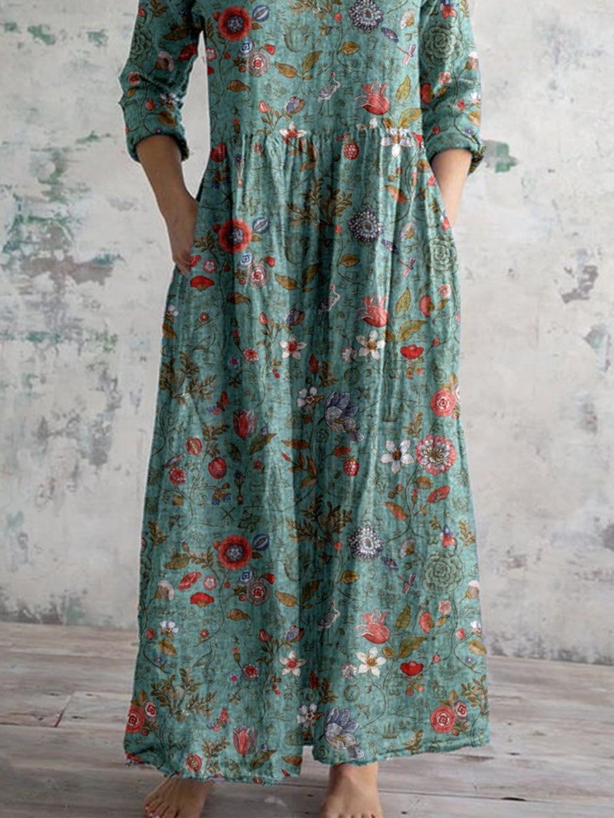 R&B | Bauchbedeckendes Blumenkleid