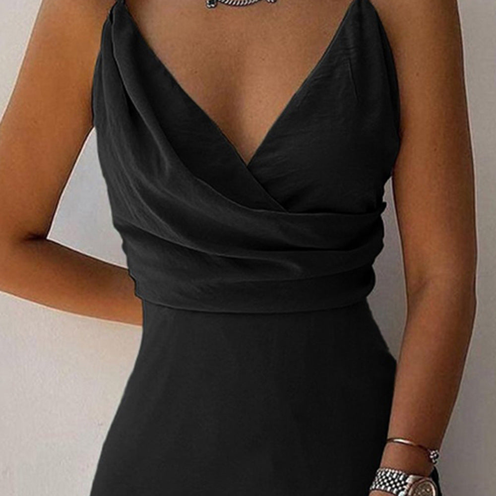 R&B | V-Ausschnitt Midikleid mit Druck und Schlitz