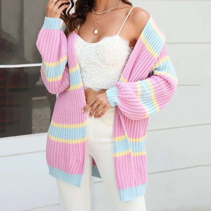 R&B | Cardigan mit Streifen Weiche Strickware Lässiger und Farblicher Look