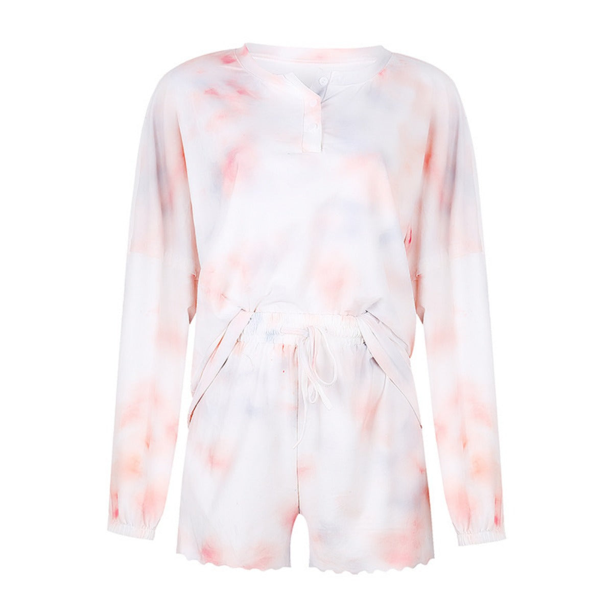 R&B | Batik bedrucktes Langarm-Shorts-Set