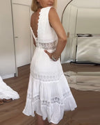 Damenkleid mit weißer Spitze