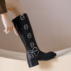 R&B | Frauen Sommer Gürtel Schnalle Chunky Absatz Martin Stiefel