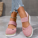 R&B | Damen Sandalen Auf Plattform: Rutschfest, Geschlossene Zehe, Elastischer Riemen