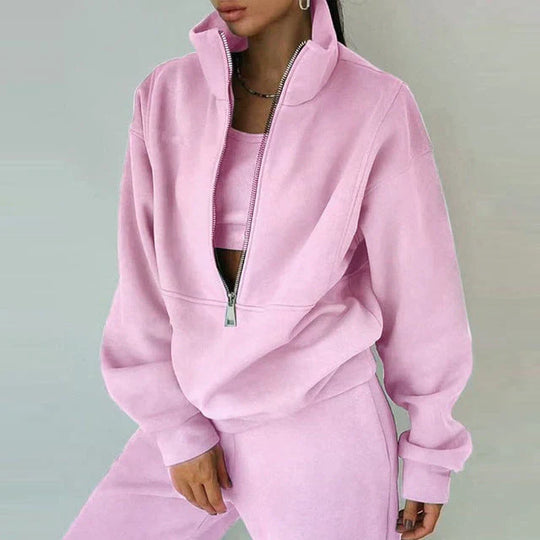 R&B | Sweatshirt - Damen Herbst Halb-Zip Trainingsanzug Set