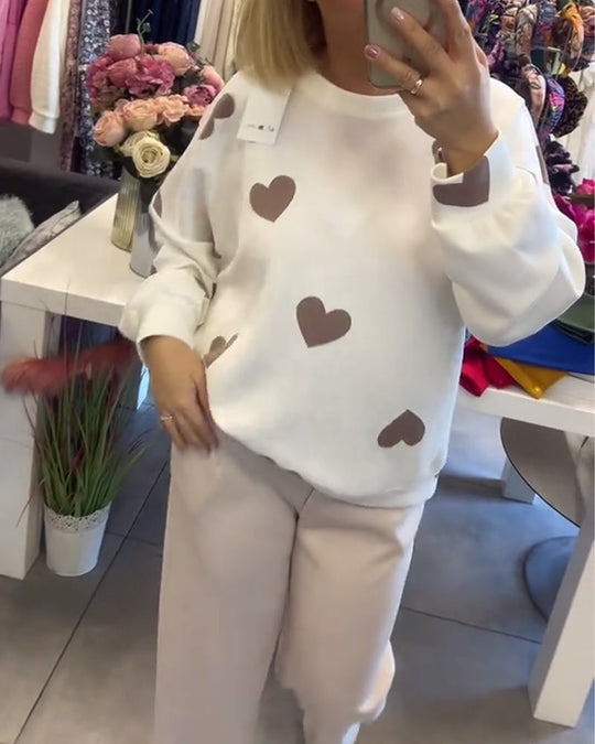 R&B | Frauen Casual Herz Pullover