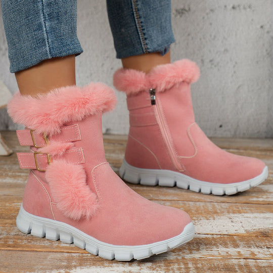 Stilvolle Winterstiefel mit Fellbesatz und Schnallen R&B R&B
