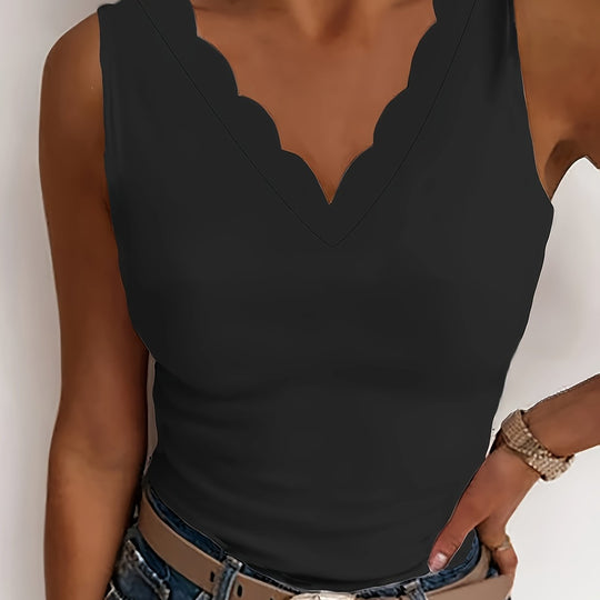 R&B | Tank Top mit V-Ausschnitt und Wellenschliff Stilvoll und Bequem für Den Sommer