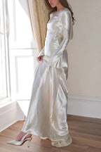 R&B | Pearl Eden Satin Rückwärtig Offene Cowl Neck Gown Maxi Kleid