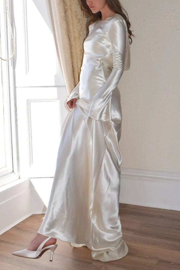 R&B | Pearl Eden Satin Rückwärtig Offene Cowl Neck Gown Maxi Kleid