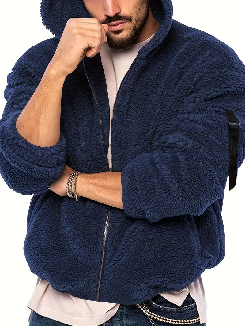 R&B Teddyjacke mit Reißverschluss für Männer