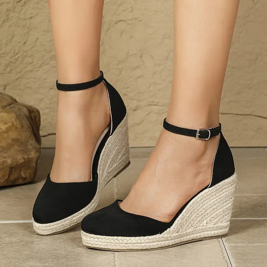 Elegante Damen-Keilsandalen mit Knöchelriemen R&B