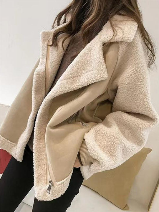 R&B | Oversized Veganes Wildlederjacke mit Reverskragen