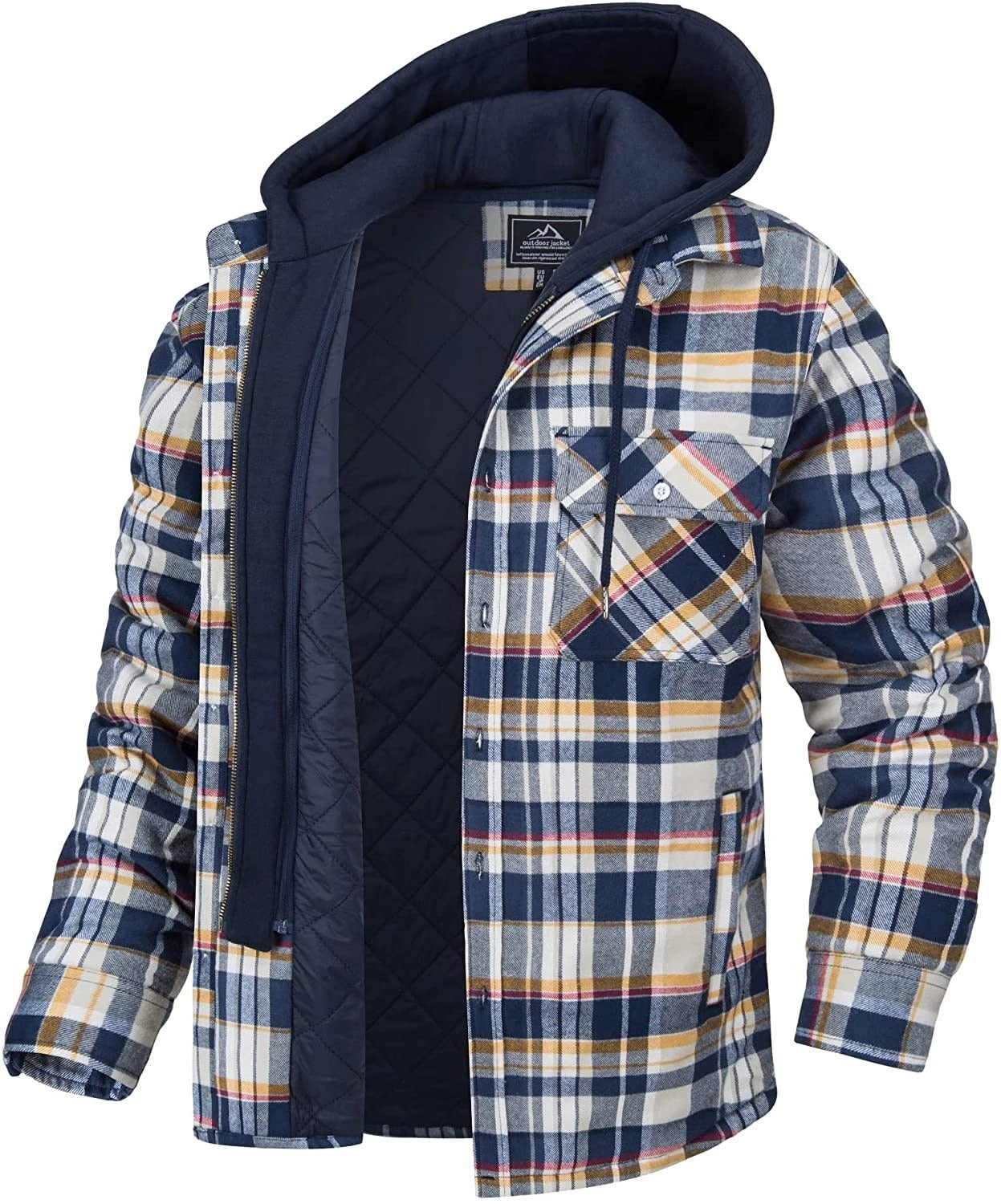 R&B | Kariertes Herren Hoodie-Weste mit warmer Fütterung