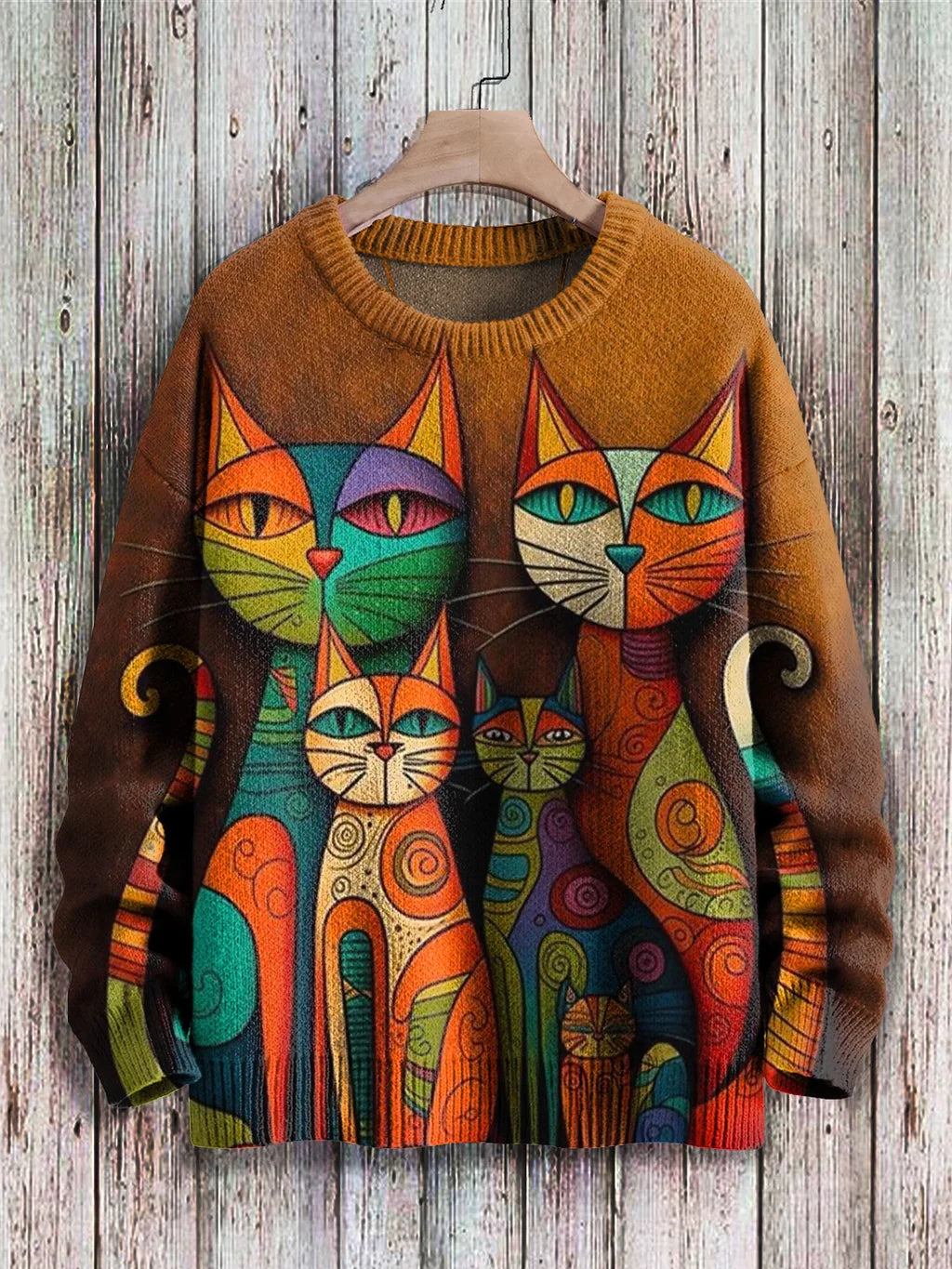 R&B | Fröhlicher Katzenprint-Pullover für Frauen