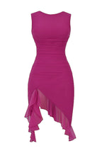 R&B | Mistress Rocks Magenta Midi-Kleid mit Rüschen