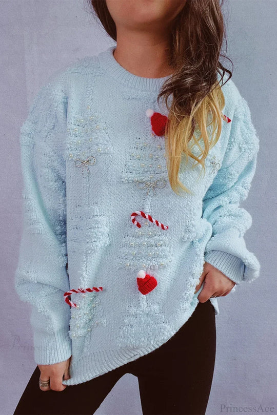 R&B | Weihnachten 3D Baum Perle Solid Flocked Pullover