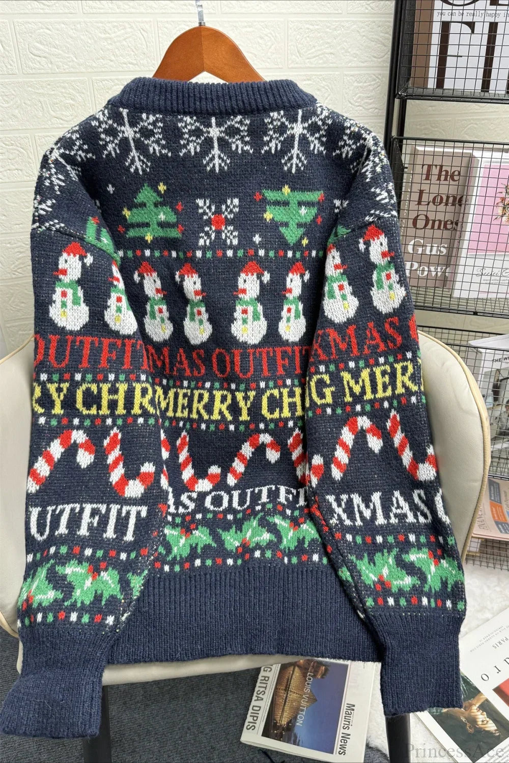 R&B | Weihnachtskontrast Rundhals Lockere Lange Ärmel Pullover