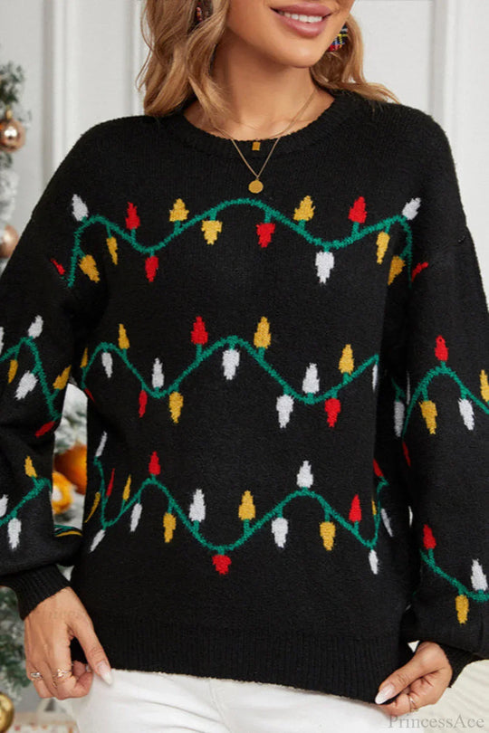R&B | Weihnachtslicht Süßer lockerer Pullover Strickpullover