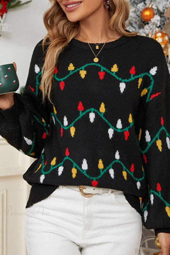 R&B | Weihnachtslicht Süßer lockerer Pullover Strickpullover
