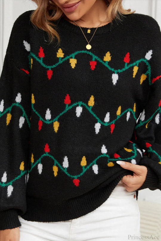 R&B | Weihnachtslicht Süßer lockerer Pullover Strickpullover