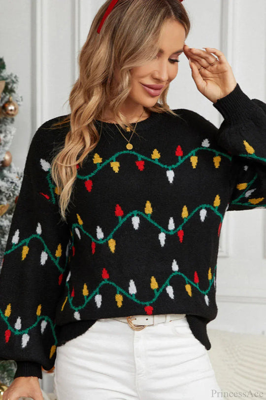 R&B | Weihnachtslicht Süßer lockerer Pullover Strickpullover